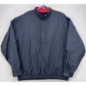 FootJoy DryJoy 1/4 Zip Windbreaker Pullover‎ Men XL Black Red Trim LS Golf